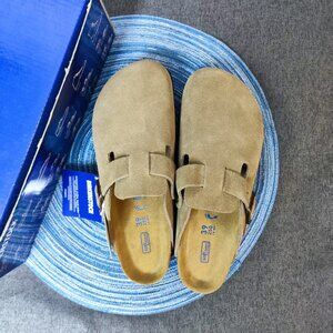 Birkenstock Boston Tan Suede Mules